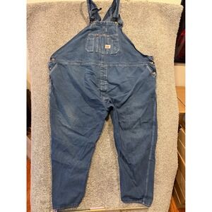 Round House Bib Overalls Mens 70x32 Blue Denim Cotton Made USA Workwear
